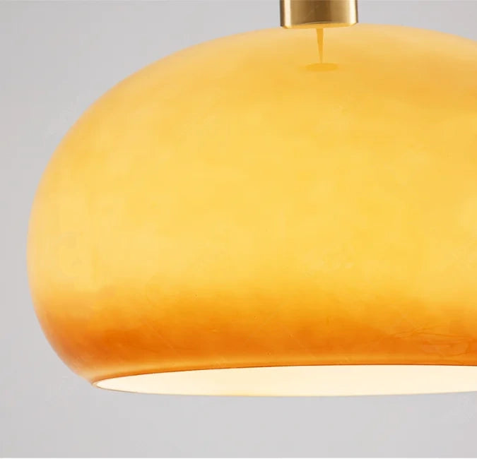 Bauhaus Orange Glass Dome Pendant Light