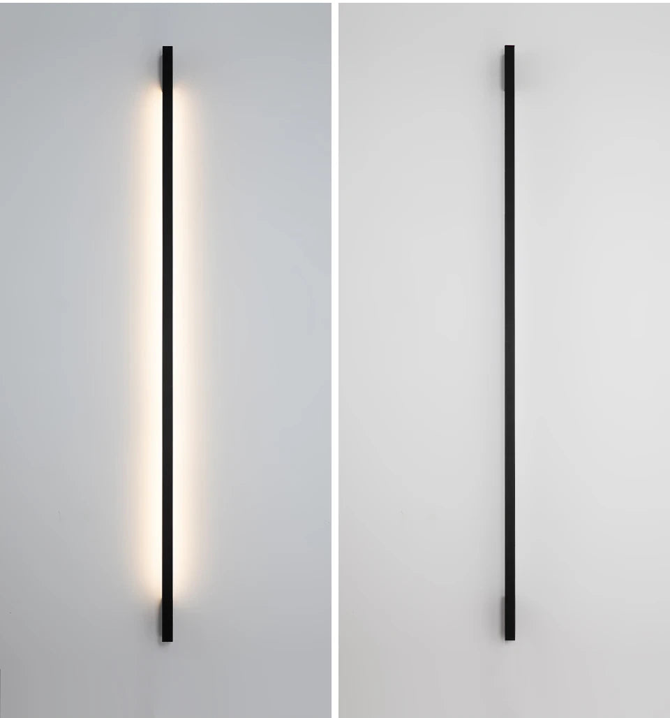 Minimalist Slim Black Waterproof LED Wall Light