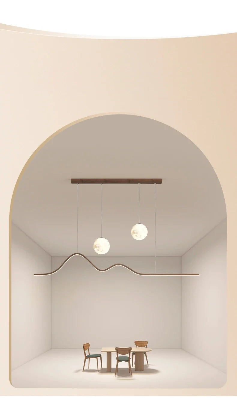 Forma Minimalist Arc LED Pendant Light with Two Globes