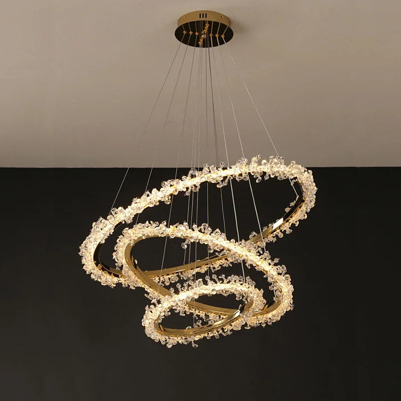 Starveil Crystal Pebbles Ring LED Chandelier