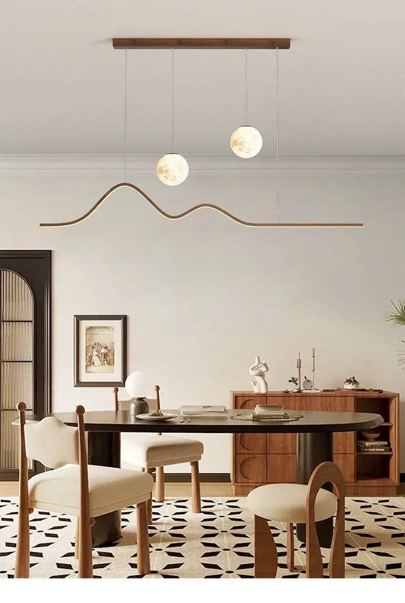 Forma Minimalist Arc LED Pendant Light with Two Globes