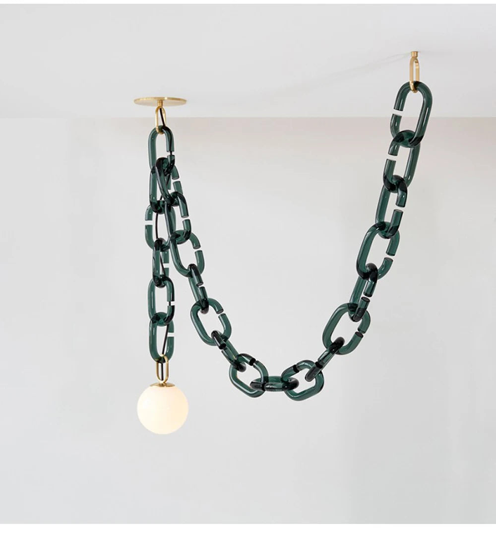 Hanging Chain Pendant Light with Globe
