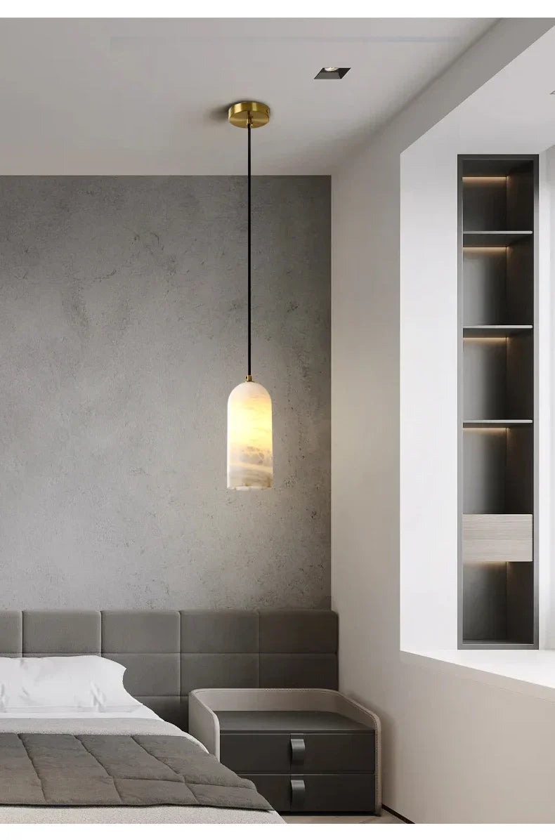 Natural Alabaster Lighting, Minimalist Alabaster Pendant Light, Soft ...