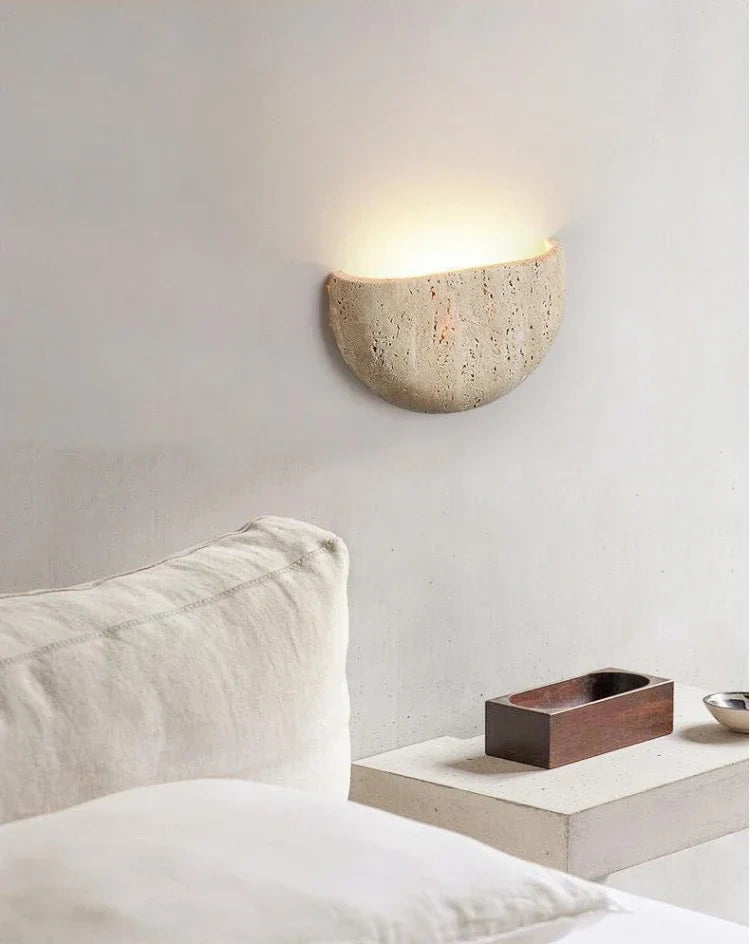 Matera Half Moon Travertine Wall Sconce