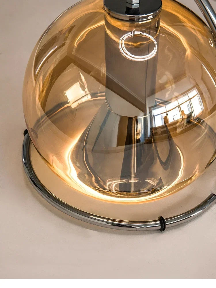 Adjustable Amber Glass Globe Pendant Light