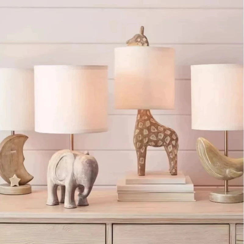 Fable Animal & Moon Wood Table Lamp