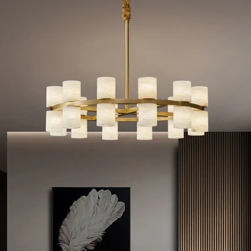 Grand Alabaster Cylinder LED Chandelier