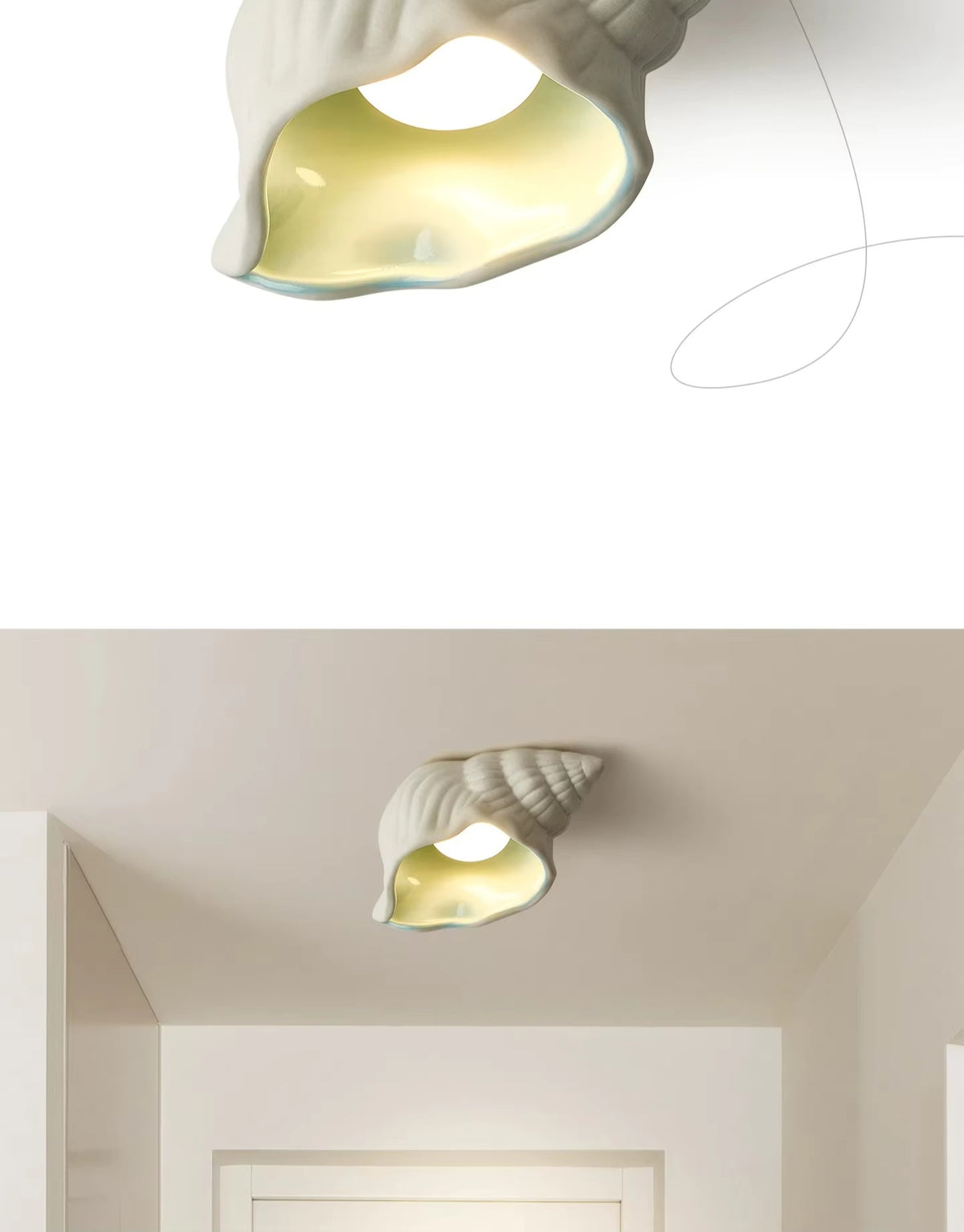 Nerissa Ceramic Conch Shell Ceiling Light