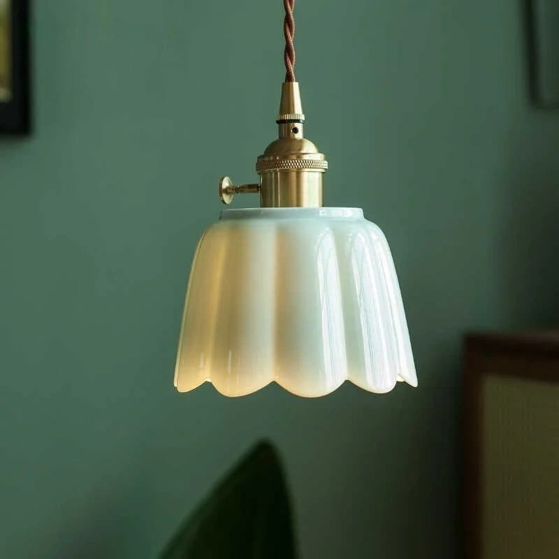 Celestine Floral Scalloped Ceramic Pendant Light