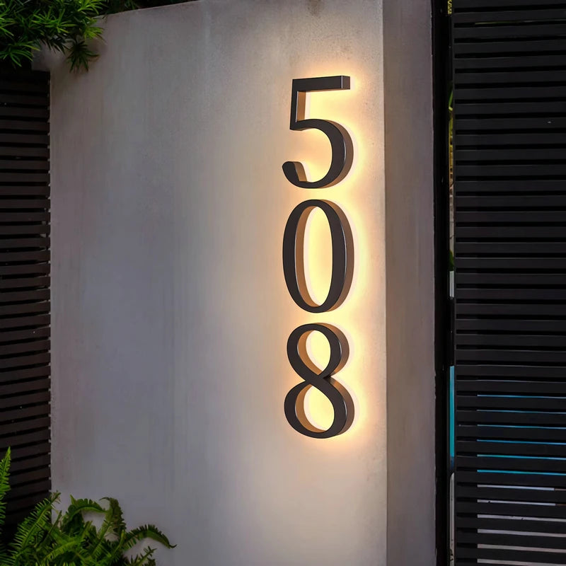 Modern Residential LED House Number Light, Outdoor & Waterproof