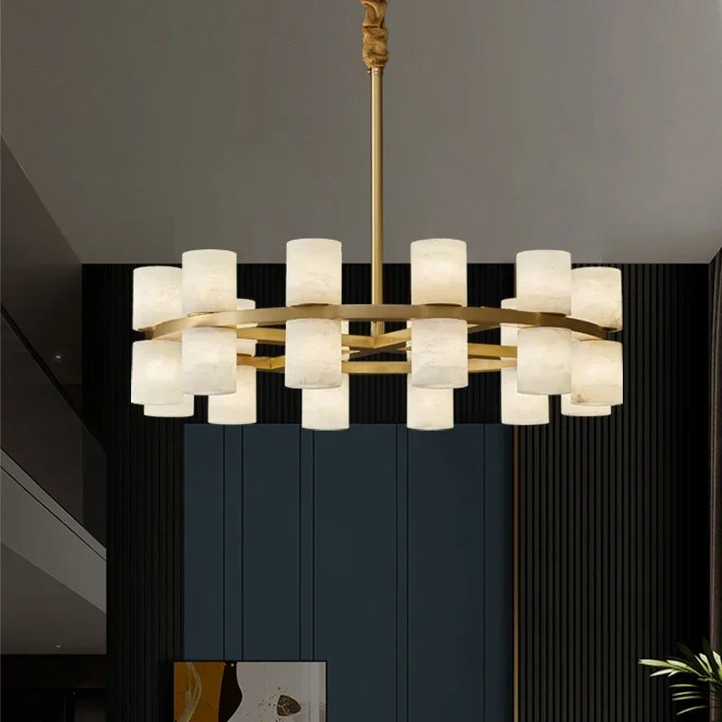 Grand Alabaster Cylinder LED Chandelier