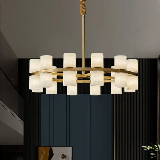 Grand Alabaster Cylinder LED Chandelier