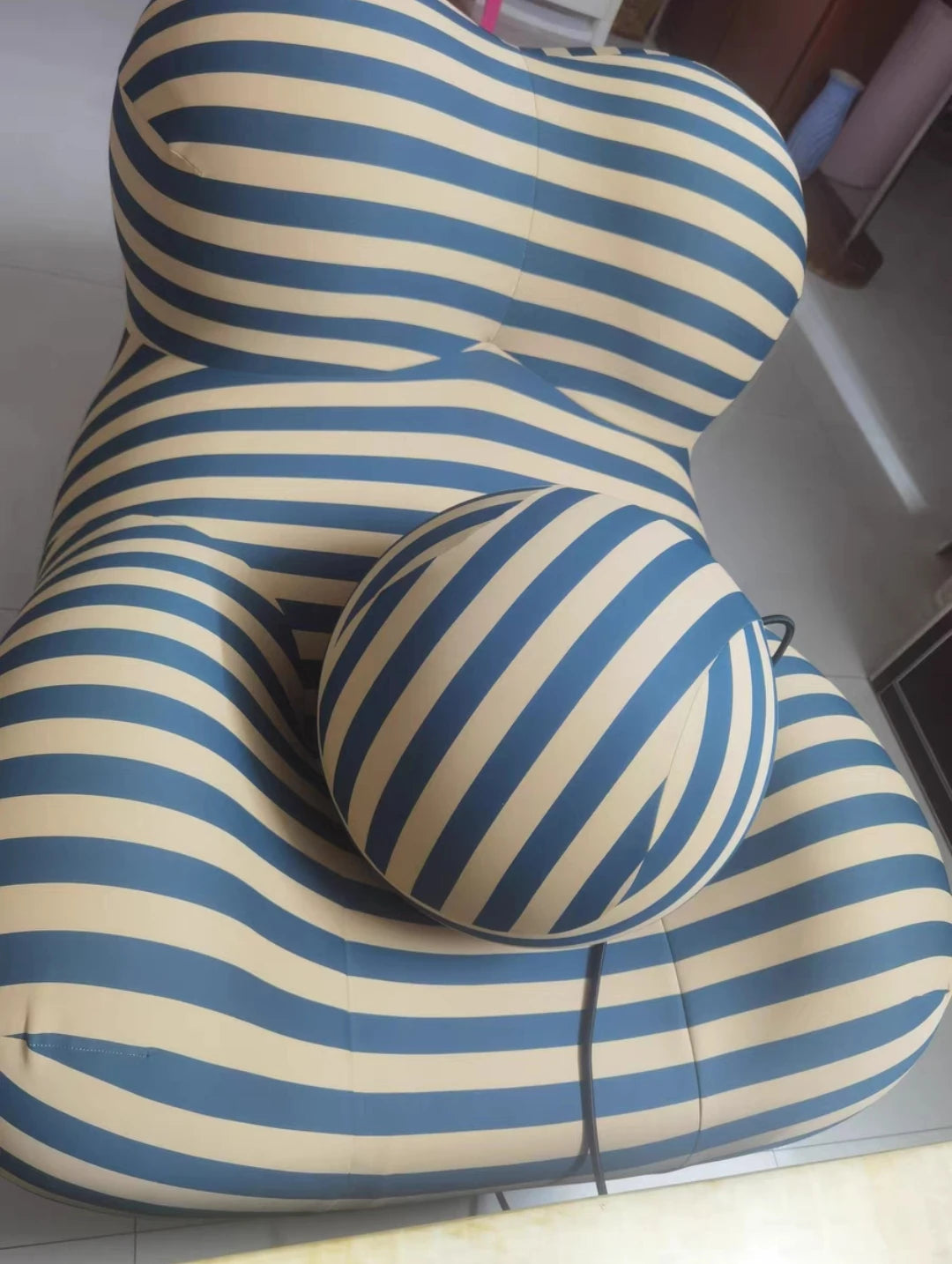Bauhaus Striped Bean Sofa with Ottoman