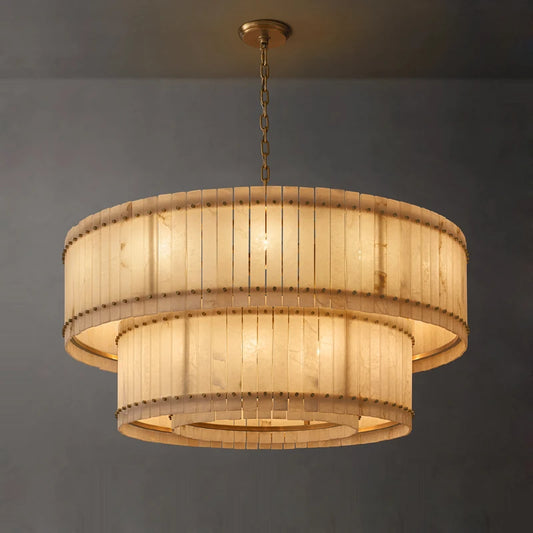 Mallory Multi-Tier Alabaster Chandelier, Dimmable