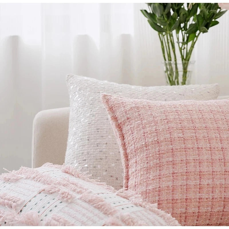Pink Patchwork Pillow Case Modern Luxury Decorative Cushion
