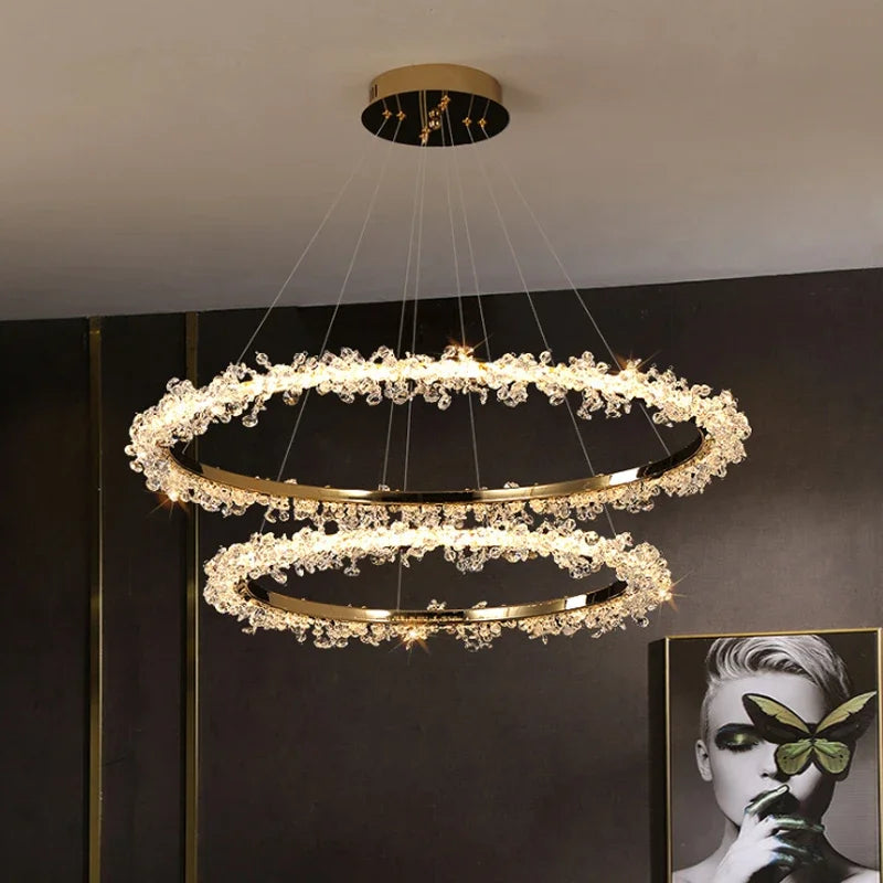 Starveil Crystal Pebbles Ring LED Chandelier