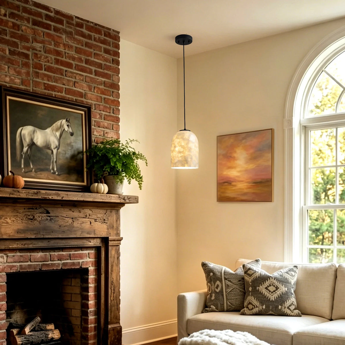 Nerina Capiz Shell Glass Dome Pendant Light