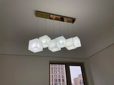 Dolomite Cluster Alabaster Cube Chandelier, Modular