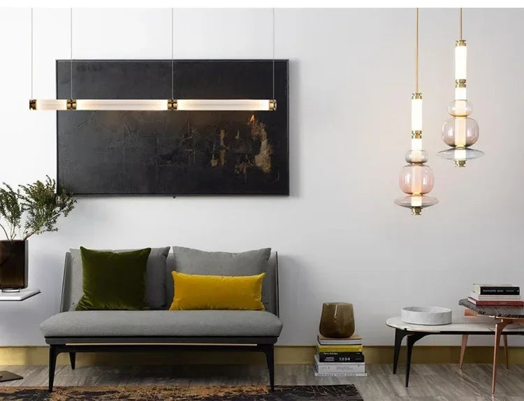 Italian Flute Linear Tube Glass Chandelier