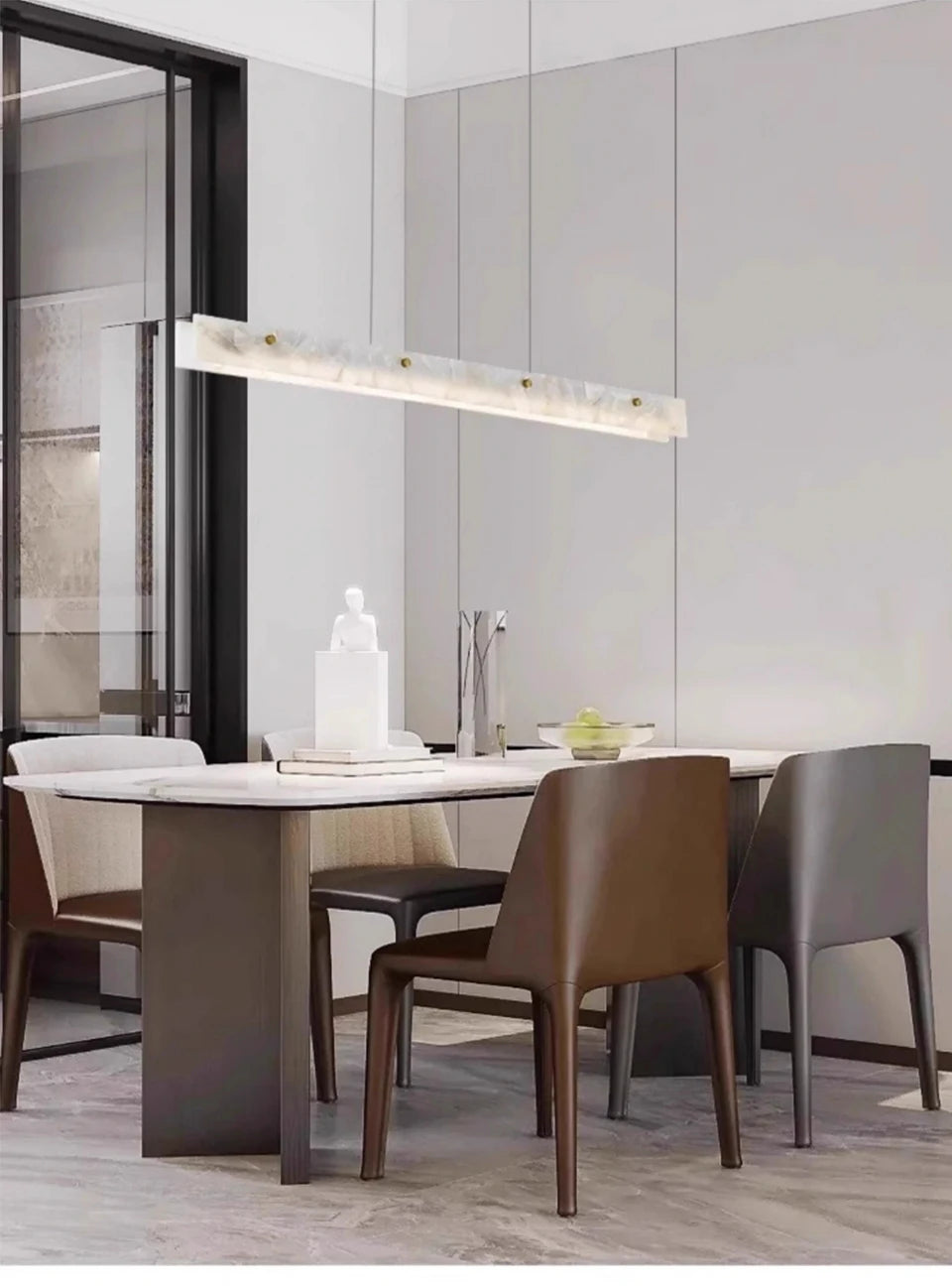 Luxury Alabaster Linear LED Pendant Light, Minimalist