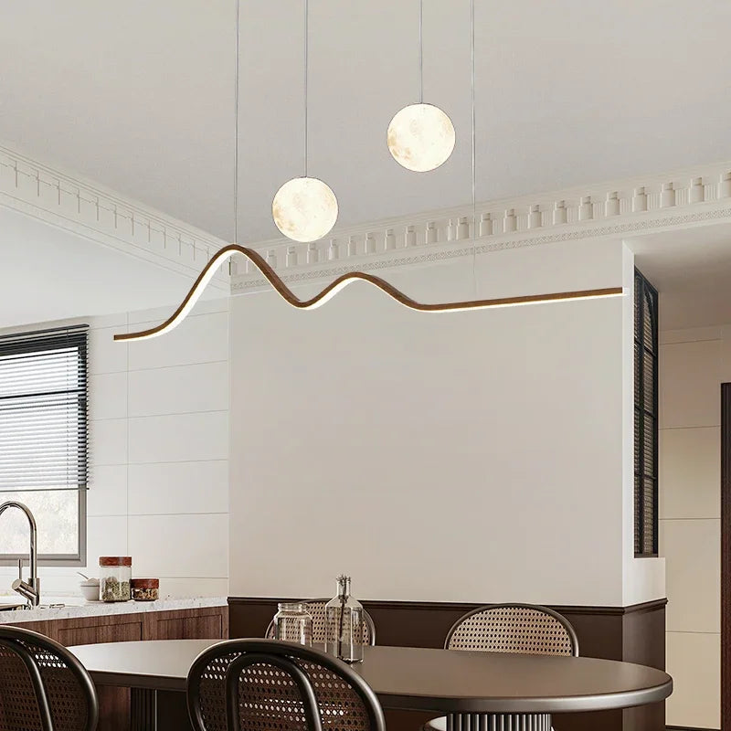 Forma Minimalist Arc LED Pendant Light with Two Globes
