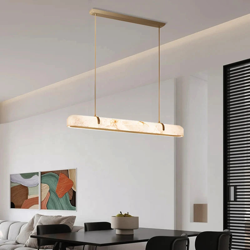 Modern Linear Kitchen Island Alabaster Pendant Light