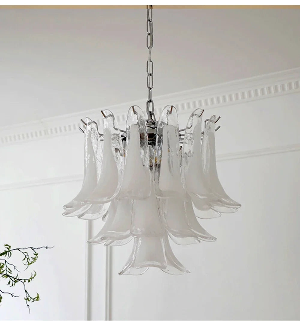 Alessia White Jade Glass Branch Chandelier
