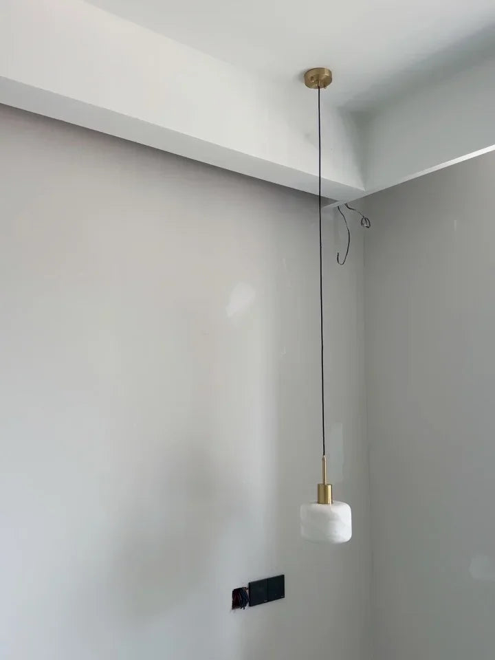 Modern Alabaster Pendant Light with Copper, Interior Lighting