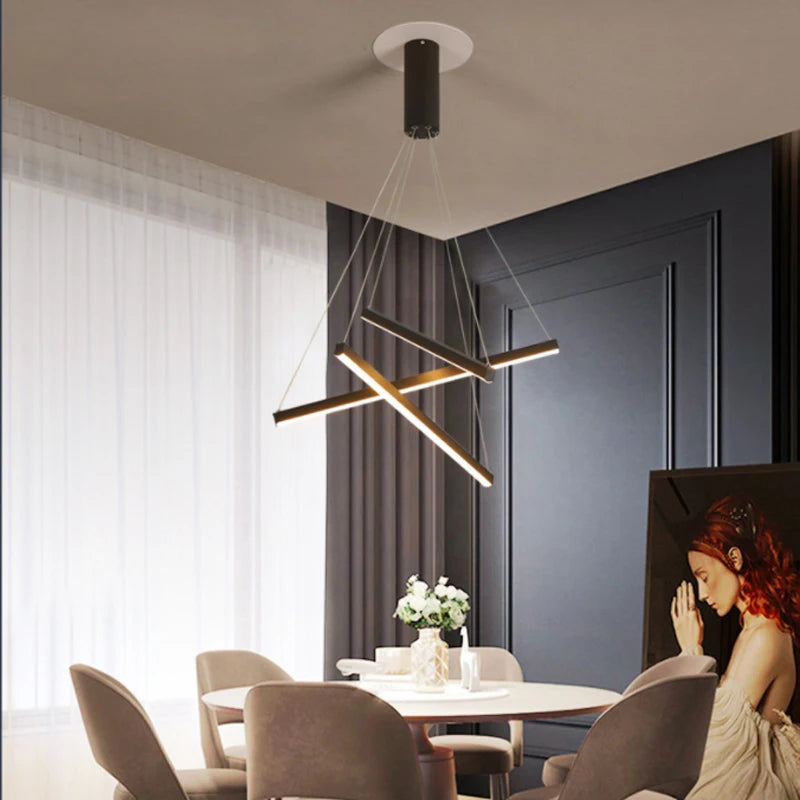 Hoell Geometry Layered Multi-Layers LED Chandelier, Black