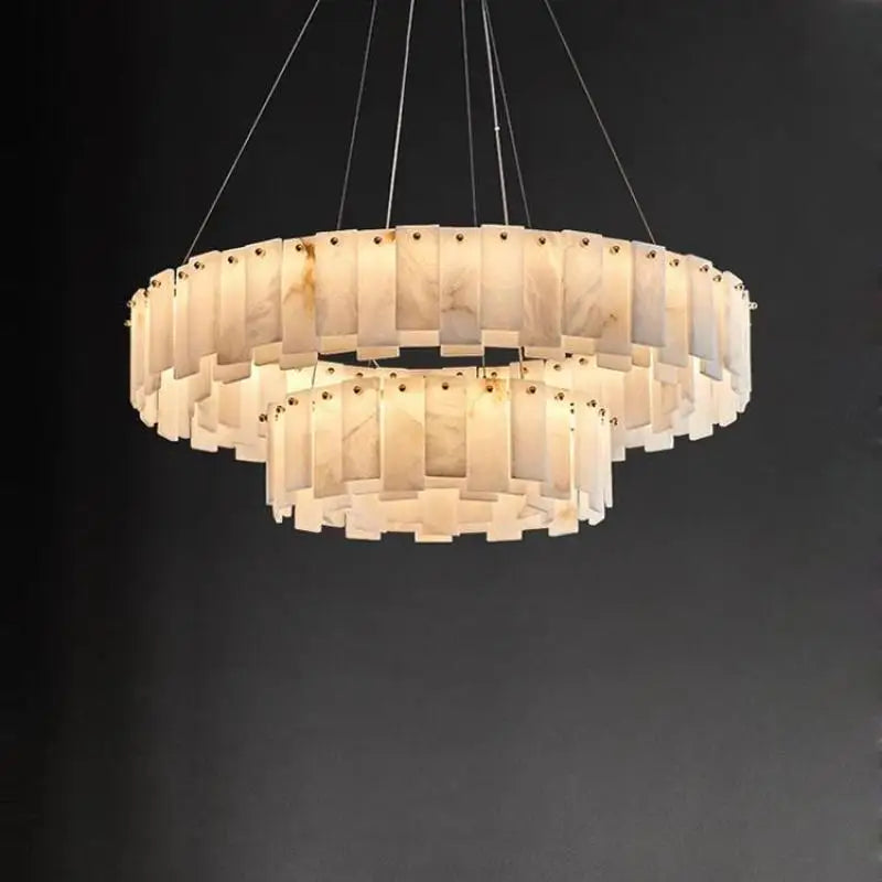 Mallory Multi-Tier Panels Alabaster Chandelier