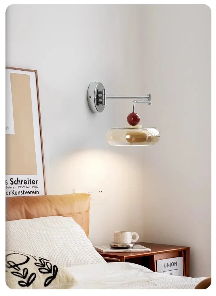 Marcella Amber Glass Adjustable Swing Arm Wall Sconce