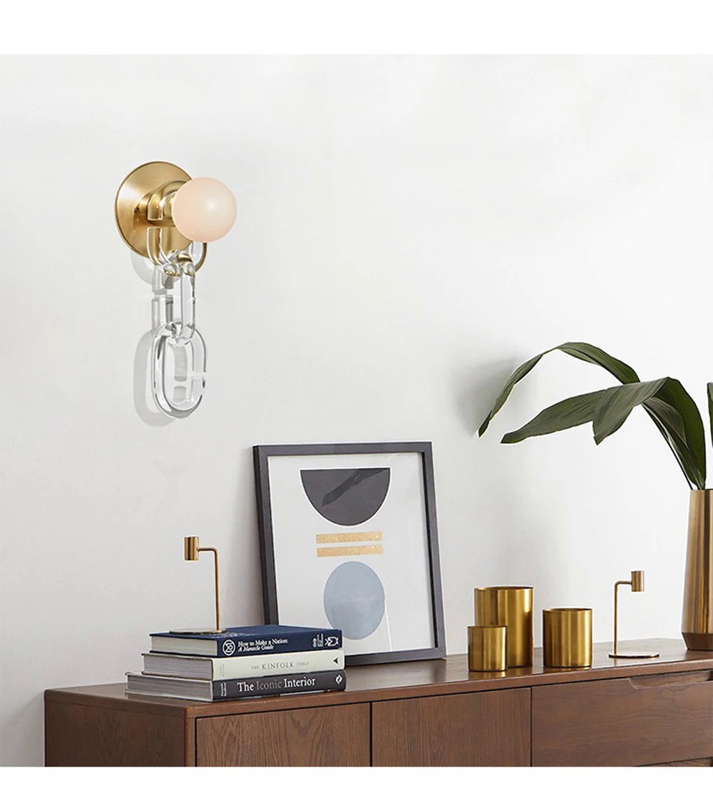 Hanging Chain Wall Sconce with Globe