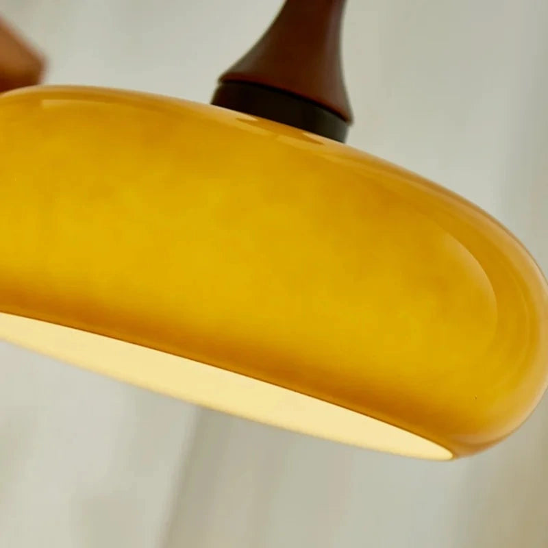 Sorrel Amber Glass & Wood Pendant Light