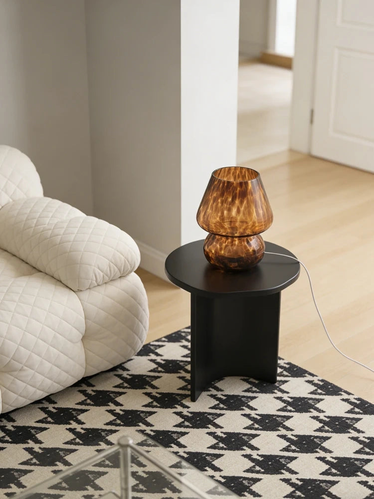 Brown Tortoise Glass Mushroom Table Lamp