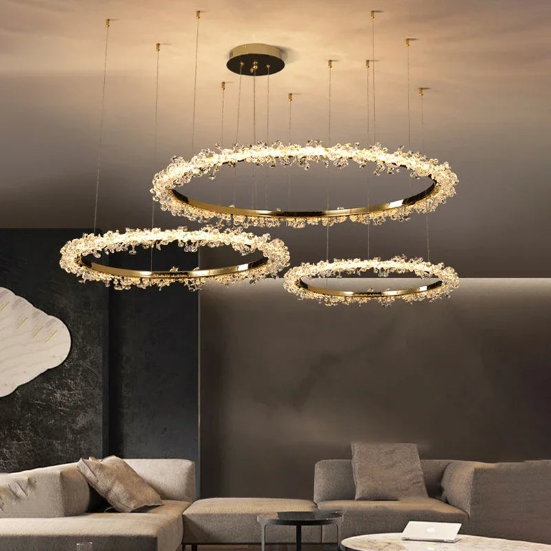 Starveil Crystal Pebbles Ring LED Chandelier