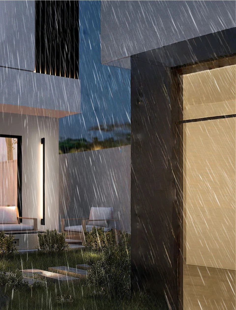 Minimalist Slim Black Waterproof LED Wall Light