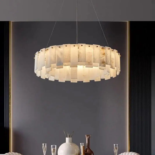 Mallory Multi-Tier Panels Alabaster Chandelier