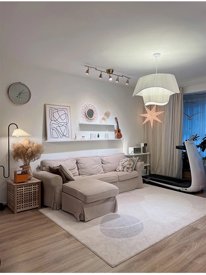 Double-Layer Pleated Fabric Pendant Light