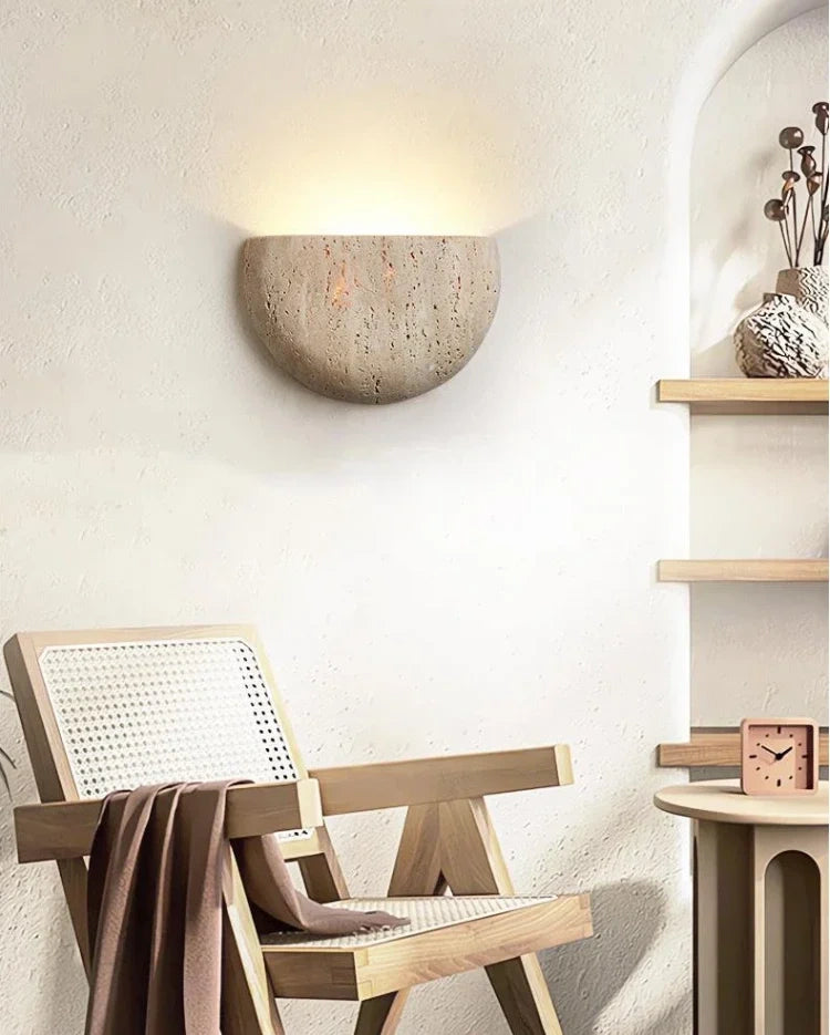 Matera Half Moon Travertine Wall Sconce
