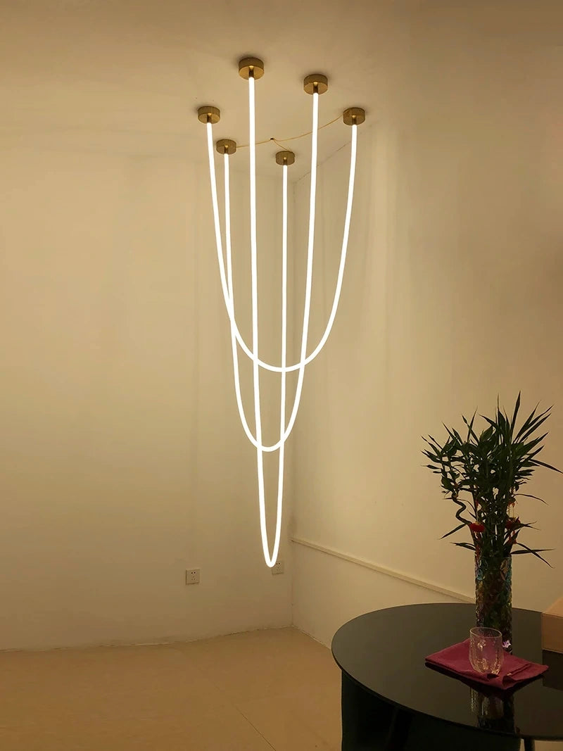 Minimalist Flexible LED Tube Chandelier