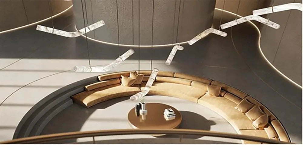 Irregular Alabaster Linear Tube Pendant Light, Minimalist