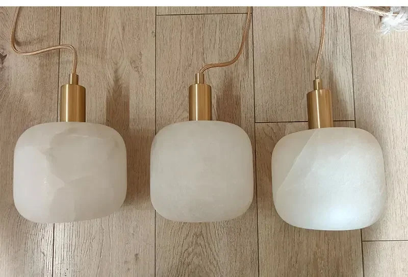 Modern Alabaster Pendant Light with Copper, Interior Lighting