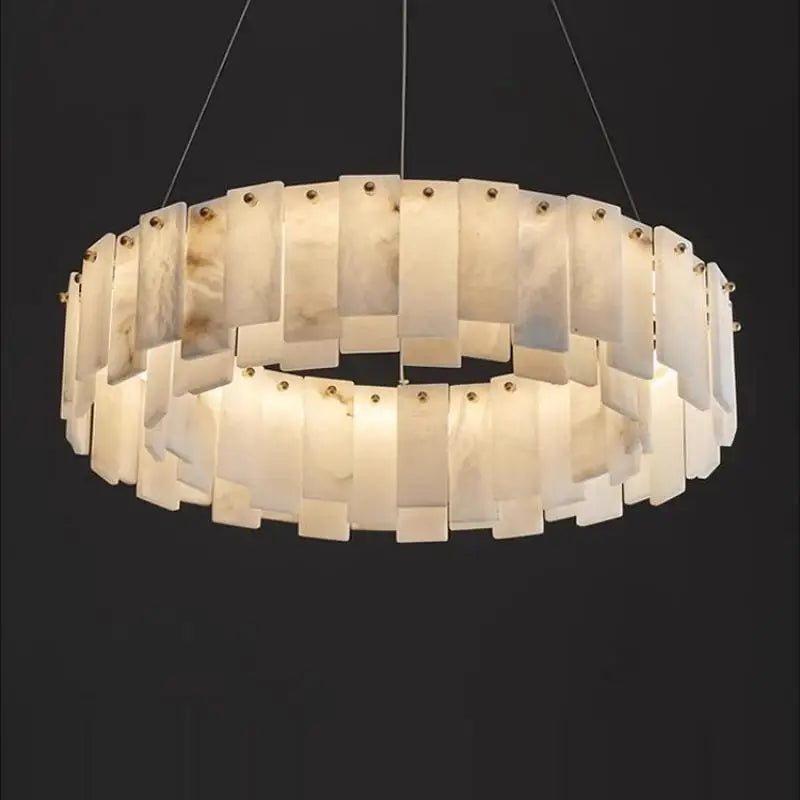 Mallory Multi-Tier Panels Alabaster Chandelier