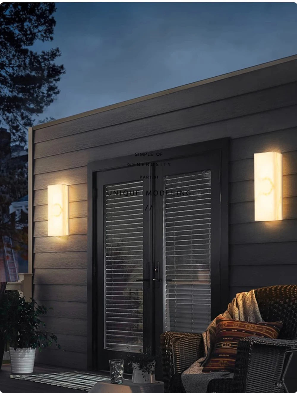 Outdoor Alabaster LED Wall Sconce, Waterproof