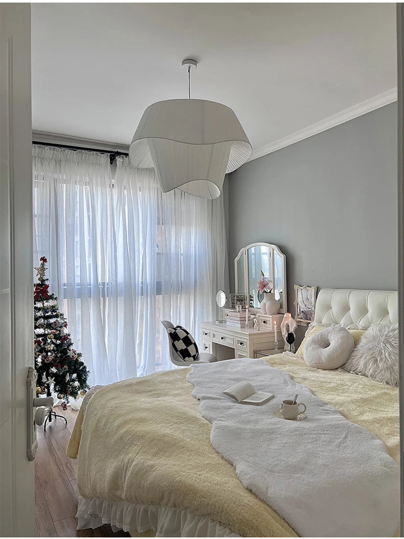Double-Layer Pleated Fabric Pendant Light