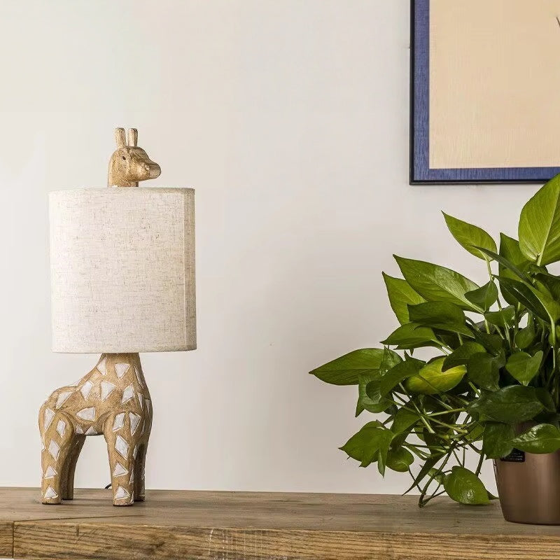 Fable Animal & Moon Wood Table Lamp