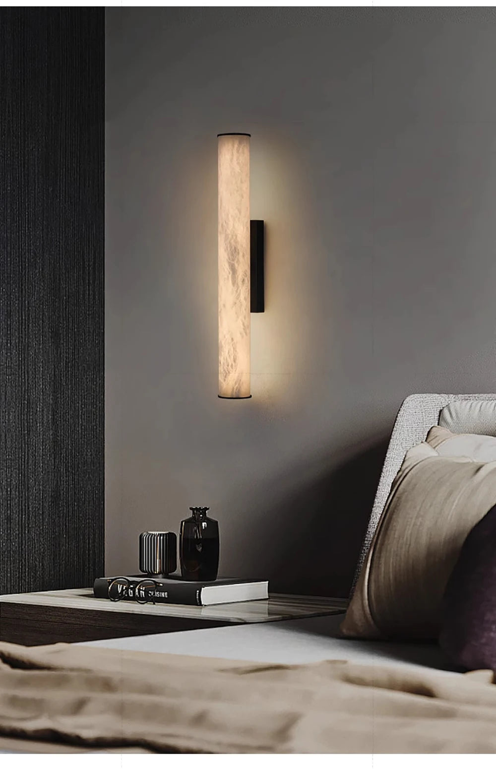 Daphne Laurel Tube Alabaster Wall Sconce