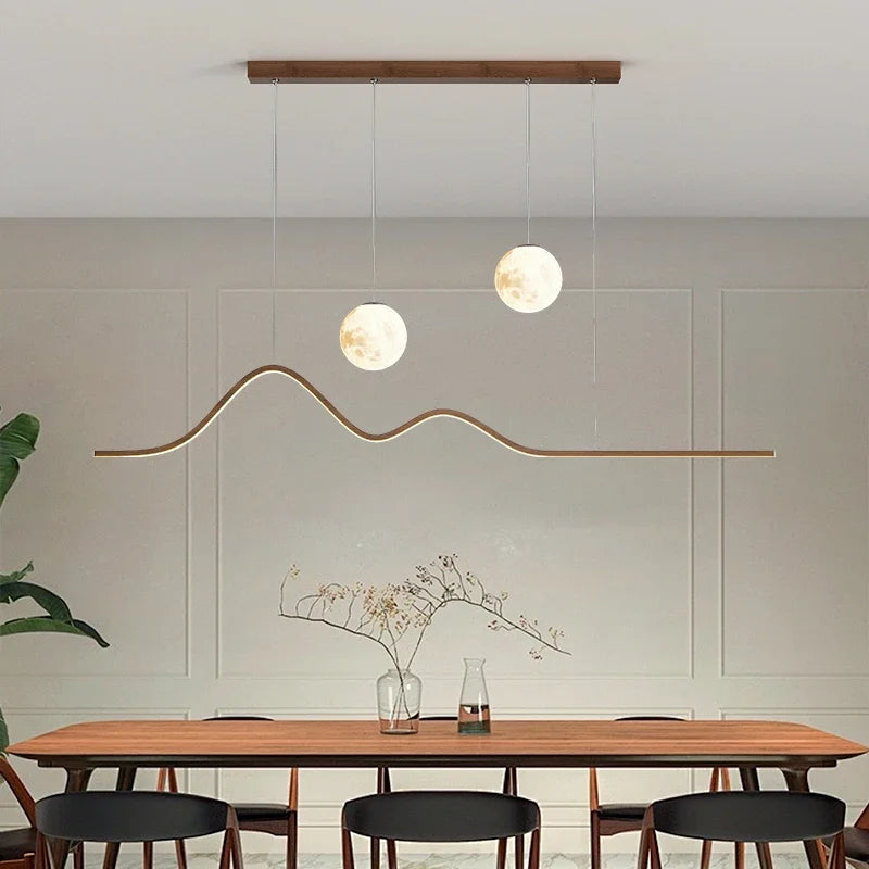 Forma Minimalist Arc LED Pendant Light with Two Globes