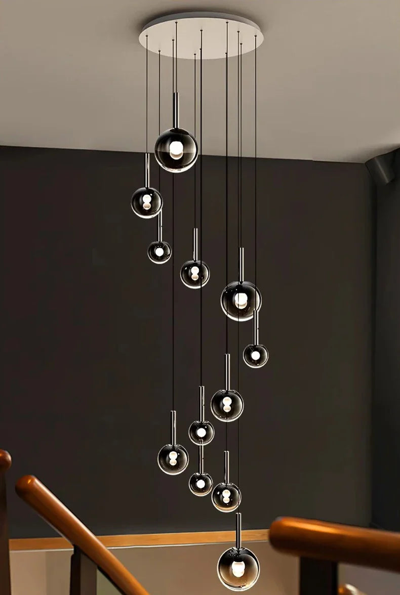 Sylvara Smoky Gray Glass Cluster Chandelier