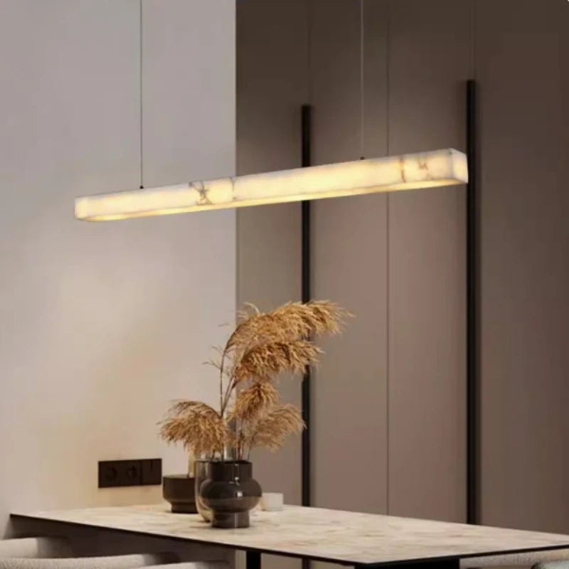 Minimalist Linear Alabaster LED Chandelier
